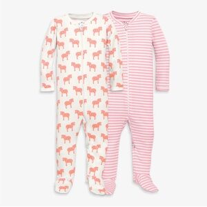 Primary Kids Baby organic zip footie 2-pack gift set - Zebras 9-12m